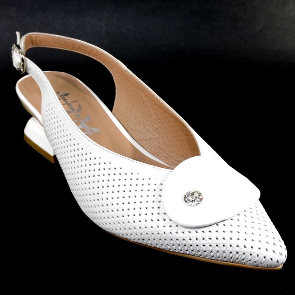 ALESSANDRO DI MARIA 🇮🇹 WOMEN'S  WHITE SOFT LEATHER SUMMER SANDALS - Picture 3 of 8